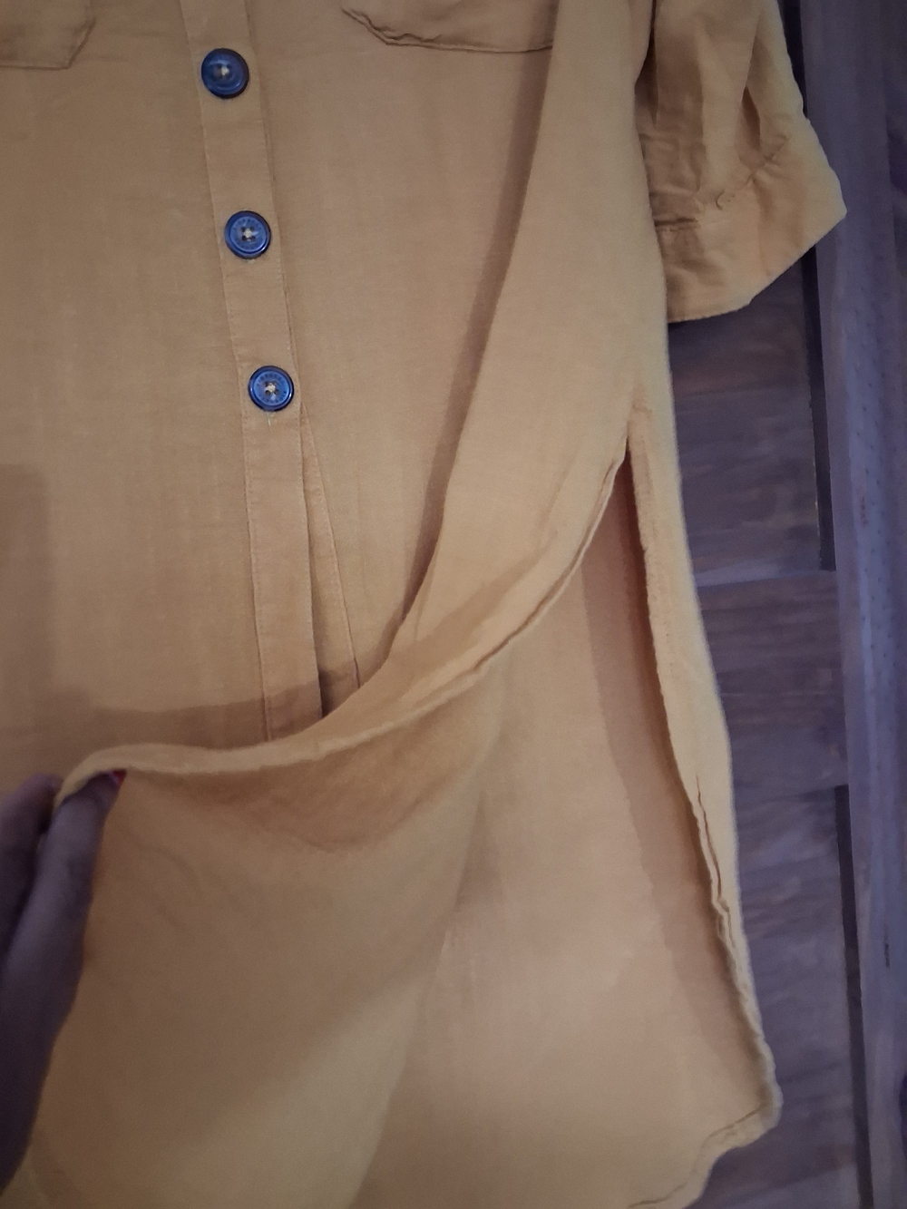 Fiorucci Mustard Blouse, Button-Front Shirt Tunic, S - Picture 4 of 12